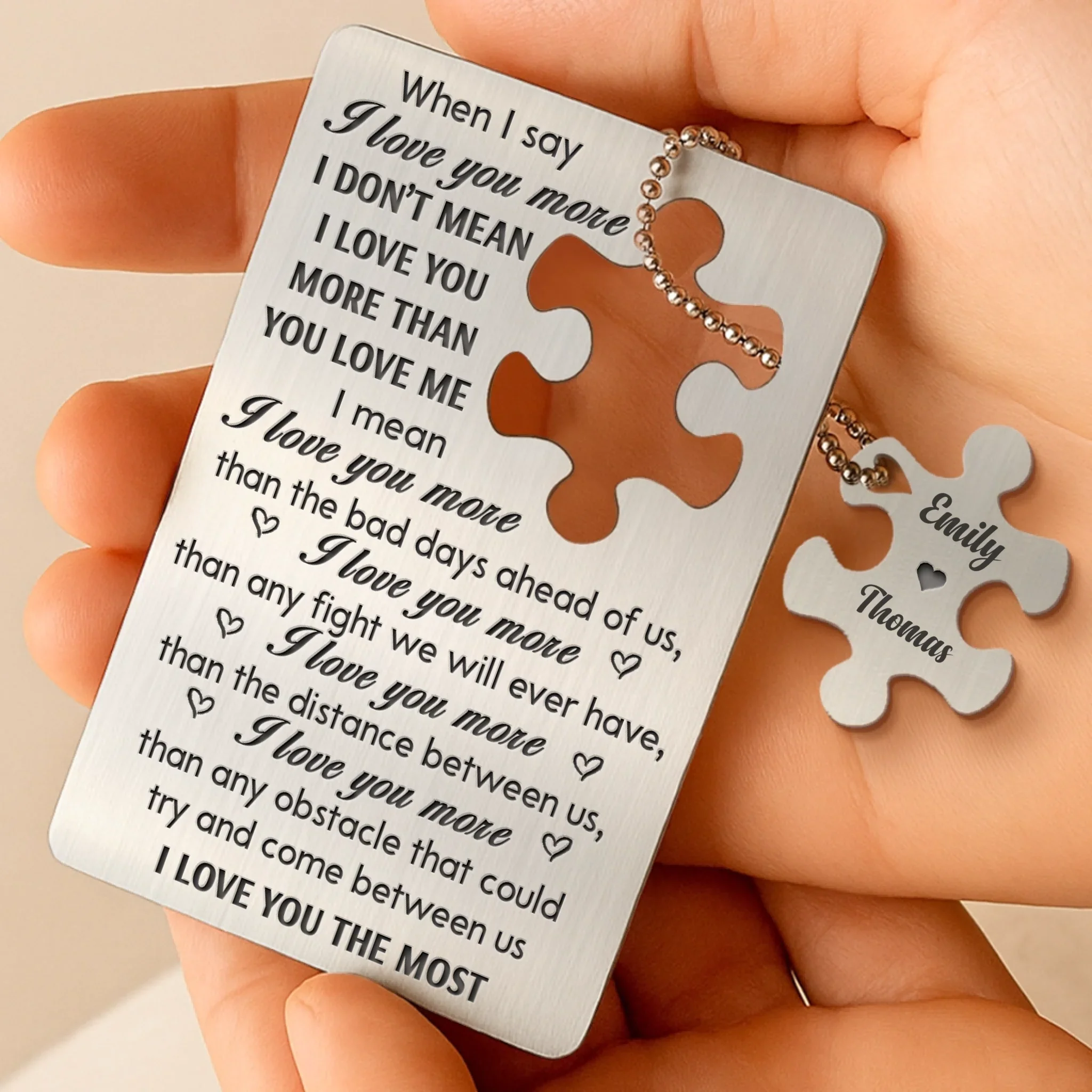 Love That Fits Perfectly - Couple Personalized Custom Metal Wallet Card With Charm - Gift For Husband Wife, Anniversary - Image 2
