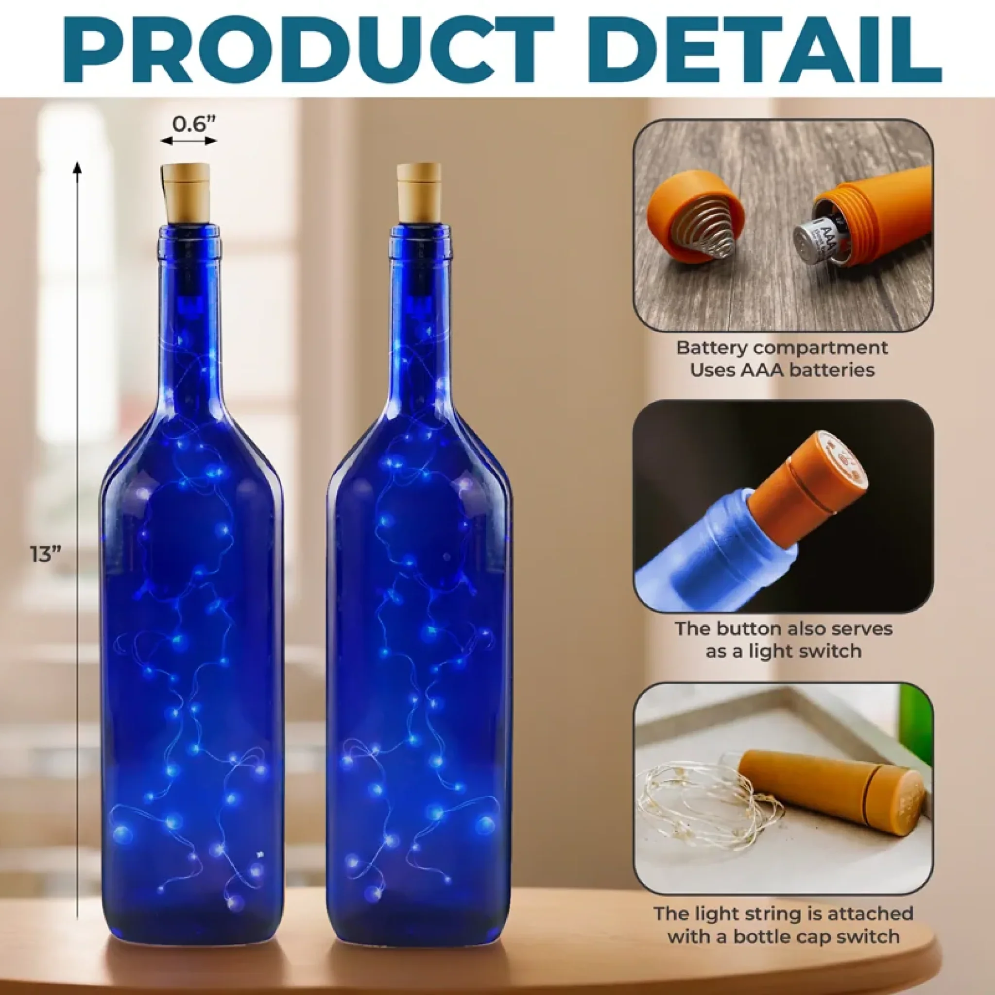 Love That Shines Through Generations - Family Personalized Custom Blue Bottle Lamp - Mother's Day, Gift For Mom, Daughter, Son - Image 5