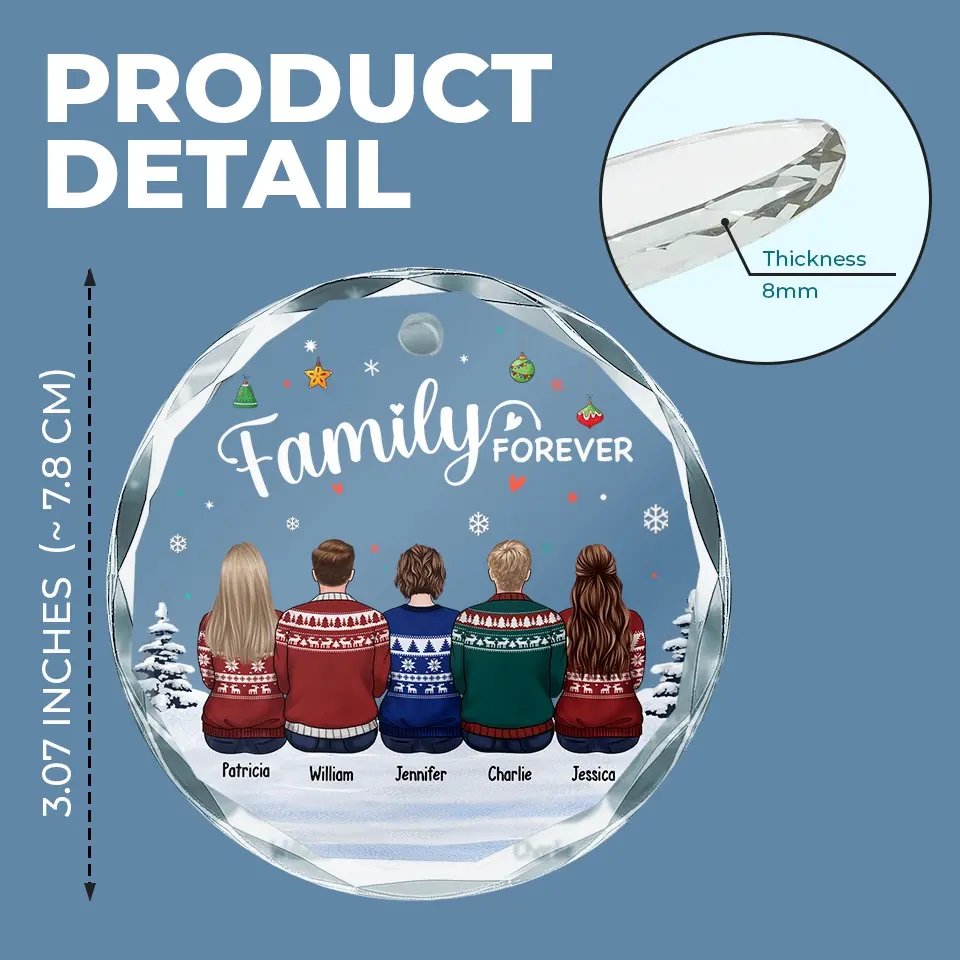 Love The Giver More Than The Gift - Family Personalized Custom Circle Glass Ornament - Christmas Gift For Family Members - Image 4