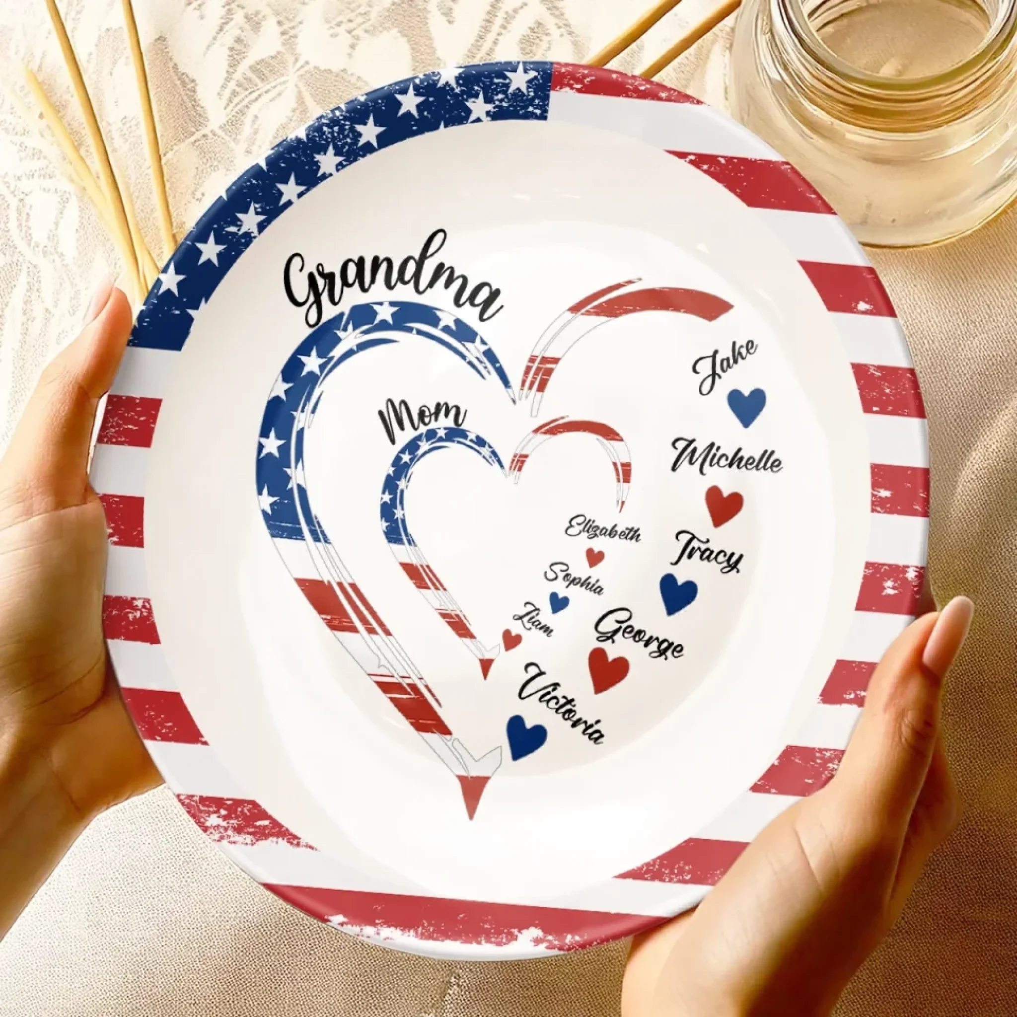 Love Woven Through Generations - Family Personalized Custom Ceramic Plate - Mother's Day, Gift For Mom, Grandma - Image 4