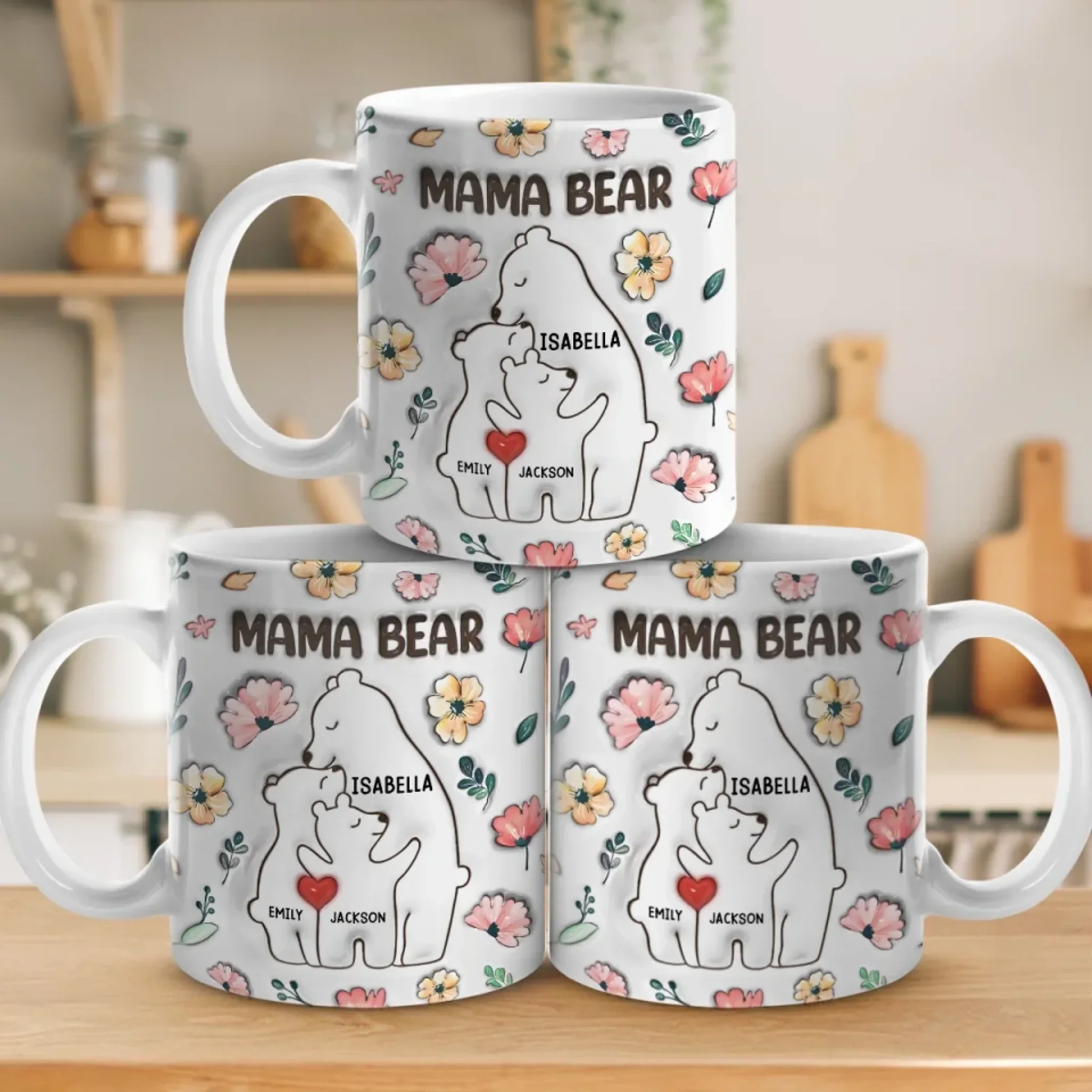 Love You Beary Much, Mama - Family Personalized Custom 3D Inflated Effect Printed Mug - Mother's Day, Gift For Mom, Grandma - Image 5