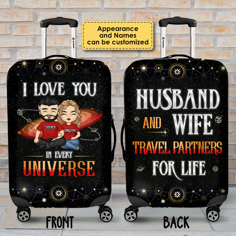 Love You In Every Universe - Personalized Luggage Cover - Gift For Couples, Husband Wife - Image 3