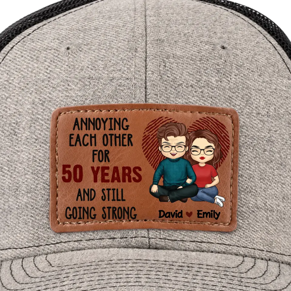 Loving You Is The Most Precious Adventure I Know - Couple Personalized Custom Leather Patch Hat - Gift For Husband Wife, Anniversary - Image 3