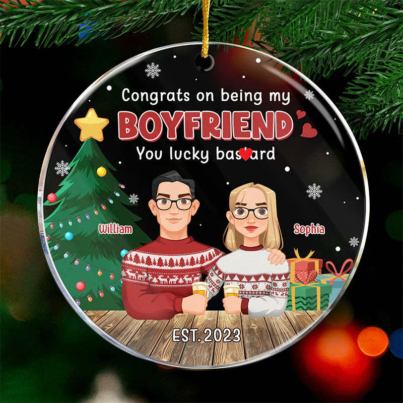 Lucky To Have You This Christmas - Couple Personalized Custom Ornament - Acrylic Round Shaped - Christmas Gift For Husband Wife, Anniversary - Image 2
