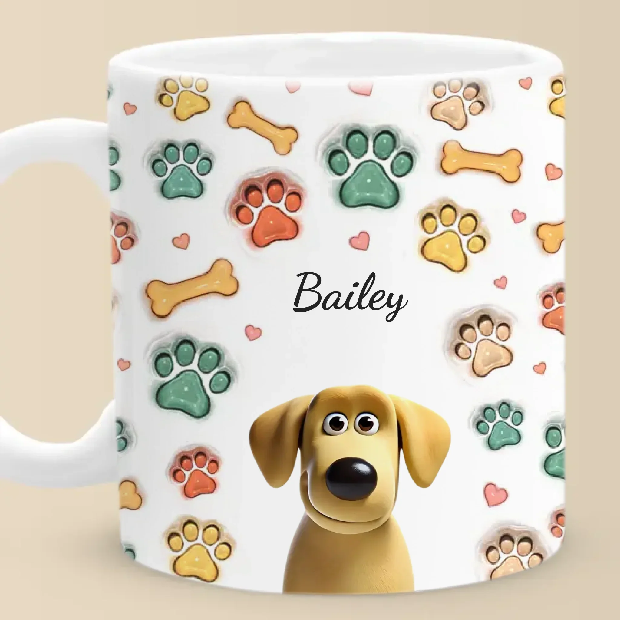 Made Of Love, Fur And A Whole Lot Of Treats - Dog Personalized Custom 3D Inflated Effect Printed Mug - Gift For Pet Owners, Pet Lovers - Image 2