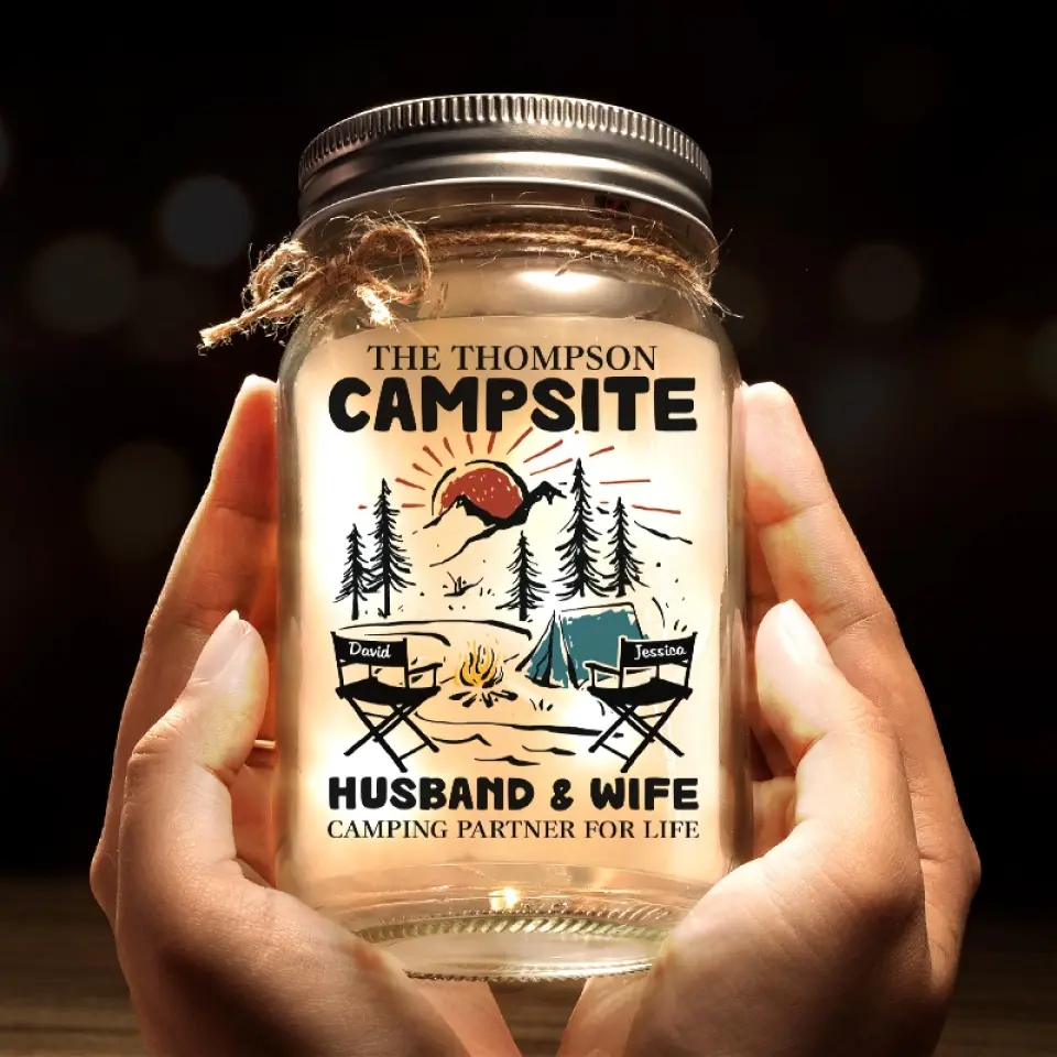 Making Memories One Campsite At A Time - Camping Personalized Custom Mason Jar Light - Gift For Couple, Husband Wife, Camping Lovers - Image 6