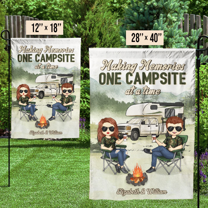 Making Memories One Campsite At A Time - Couple Personalized Custom Flag - Gift For Husband Wife, Anniversary, Camping Lovers - Image 6