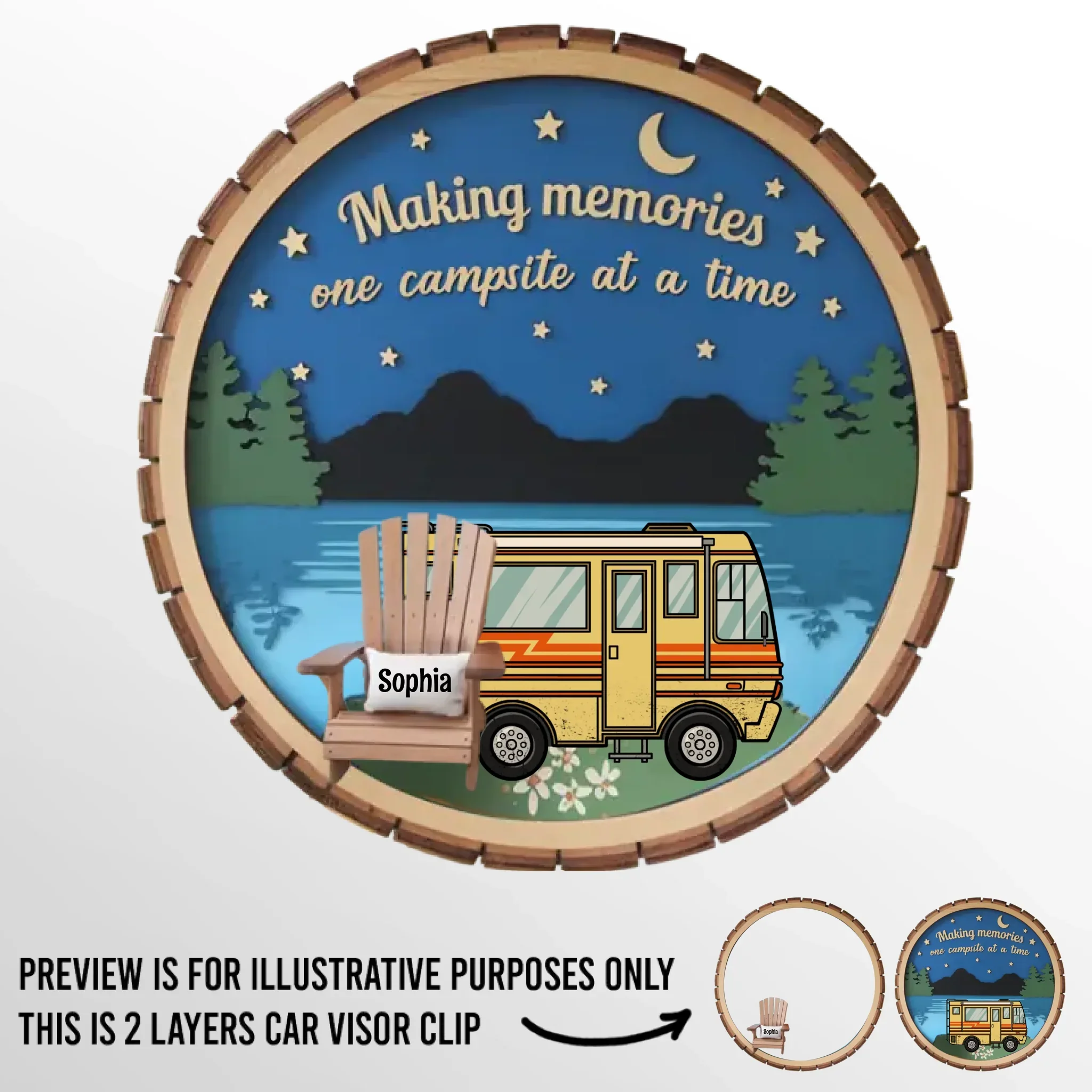 Making Memories One Campsite At A Time - Family Personalized Custom Car Visor Clip - Gift For Yourself, Best Friends, Siblings, Family Members - Image 2