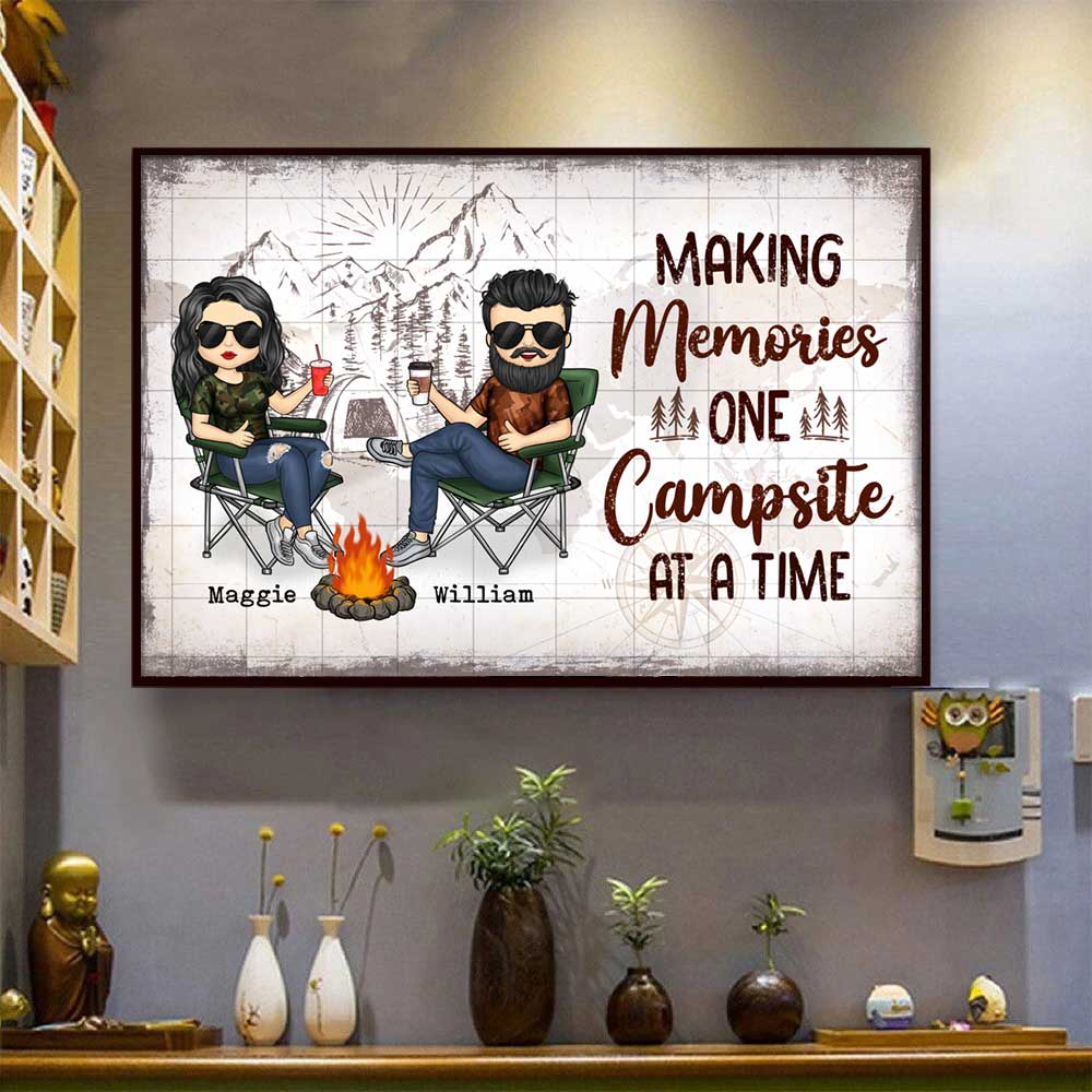 Making Memories One Campsite At A Time - Gift For Camping Couples, Personalized Horizontal Poster - Image 3