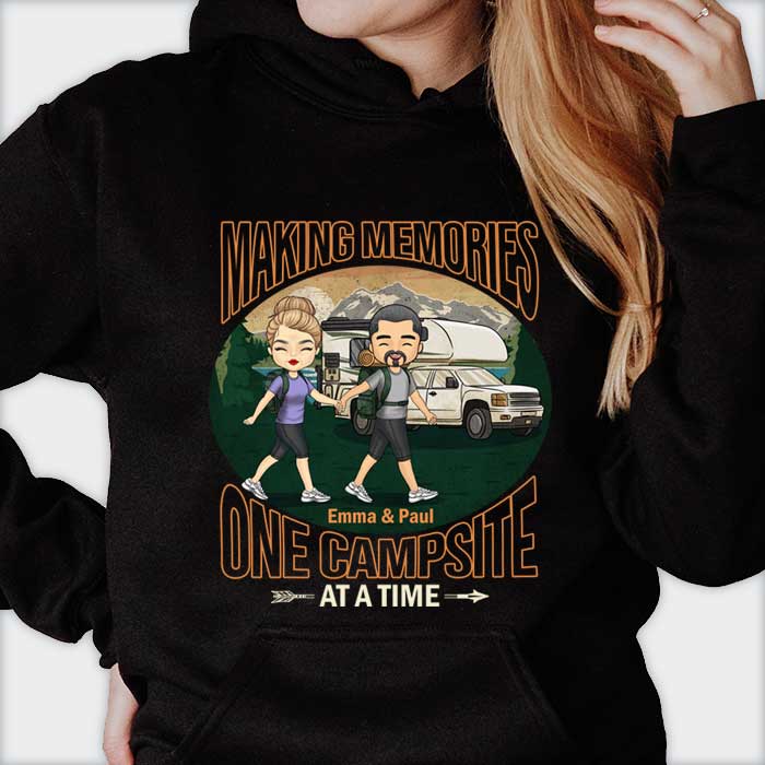 Making Memories One Campsite At A Time - Personalized Unisex T-Shirt, Hoodie, Sweatshirt - Gift For Couple, Husband Wife, Anniversary, Engagement, Wedding, Marriage, Camping Gift - Image 2