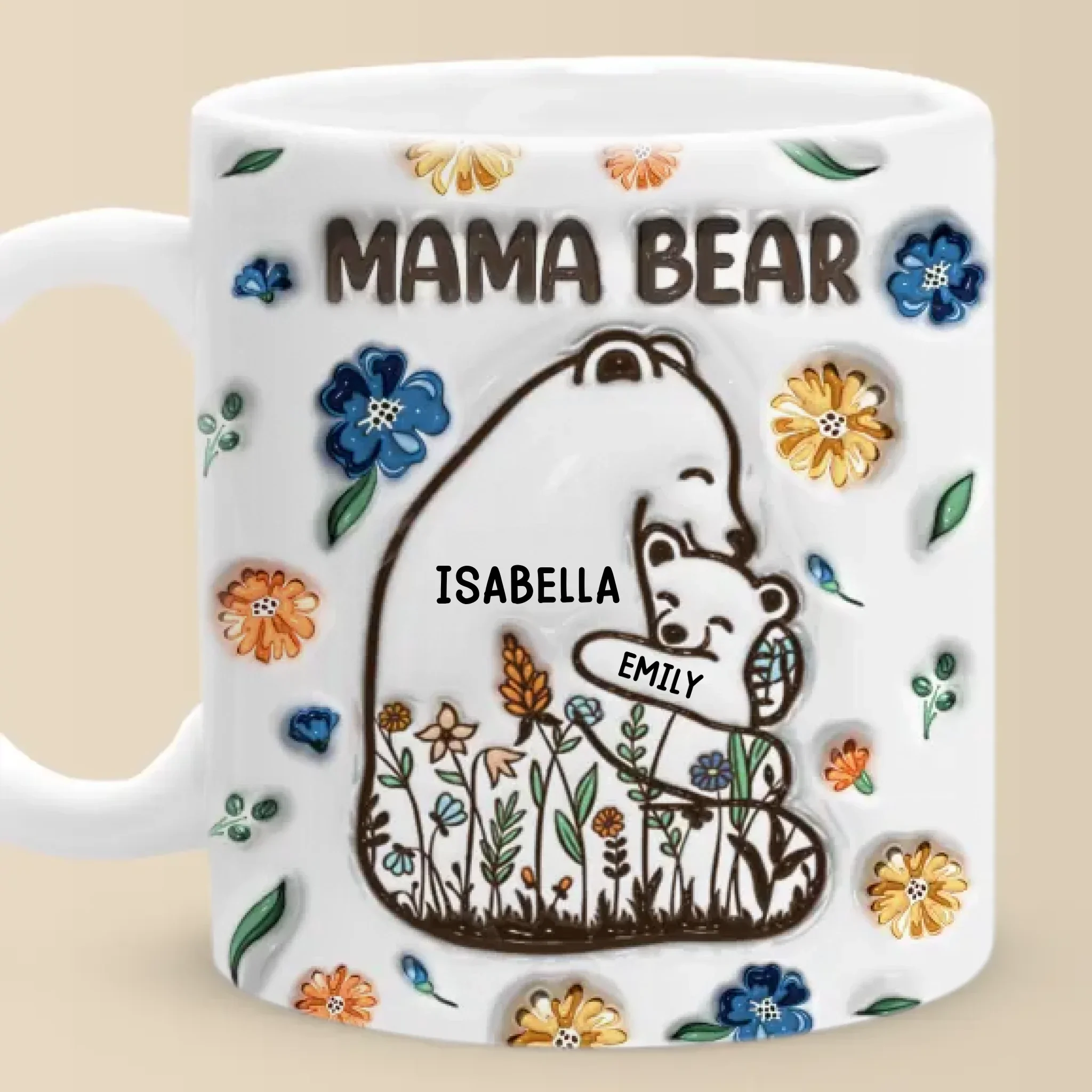 Mama Bear, Always There - Family Personalized Custom 3D Inflated Effect Printed Mug - Mother's Day, Gift For Mom, Grandma - Image 2