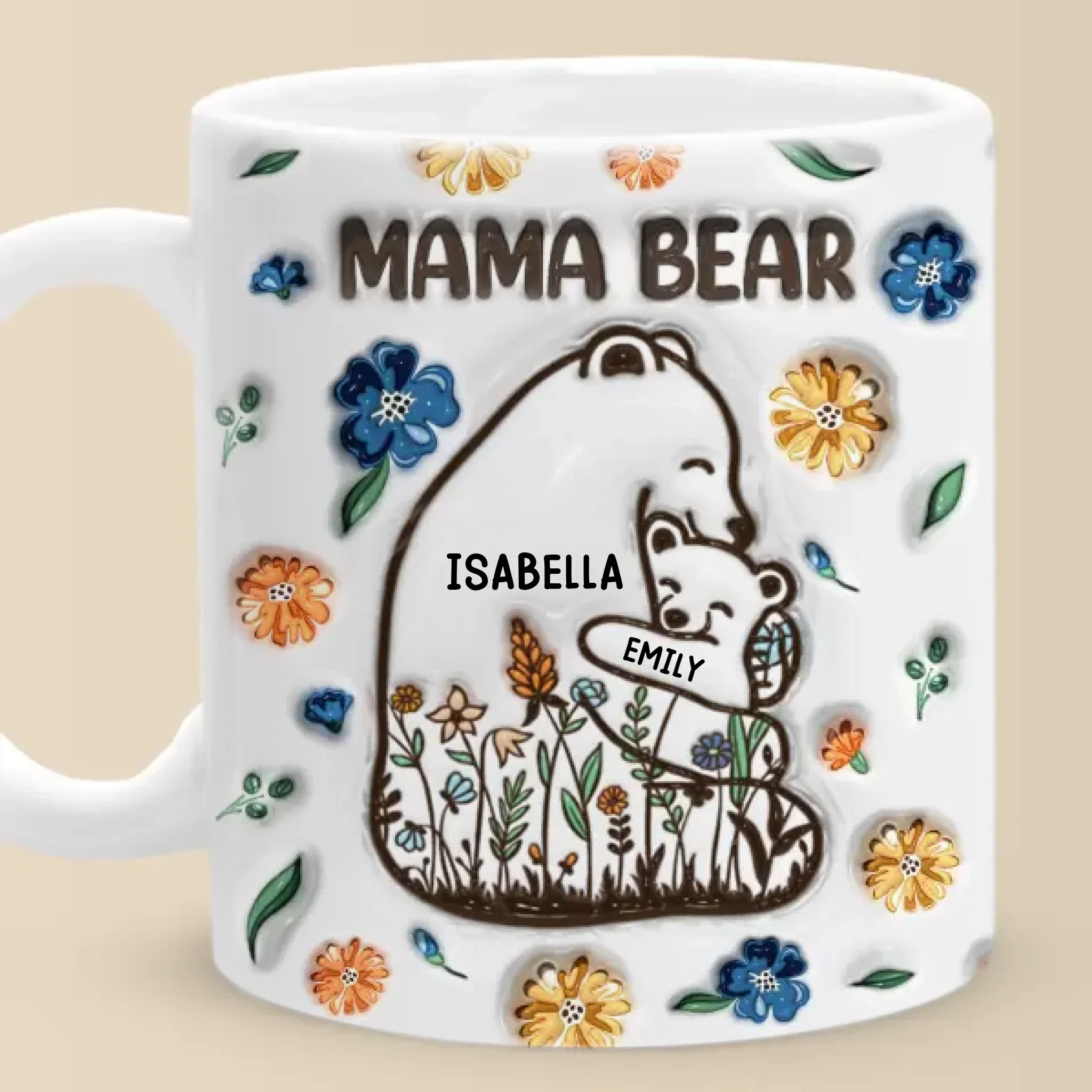 Mama Bear, Always There - Family Personalized Custom 3D Inflated Effect Printed Mug - Mother's Day, Gift For Mom, Grandma - Image 3