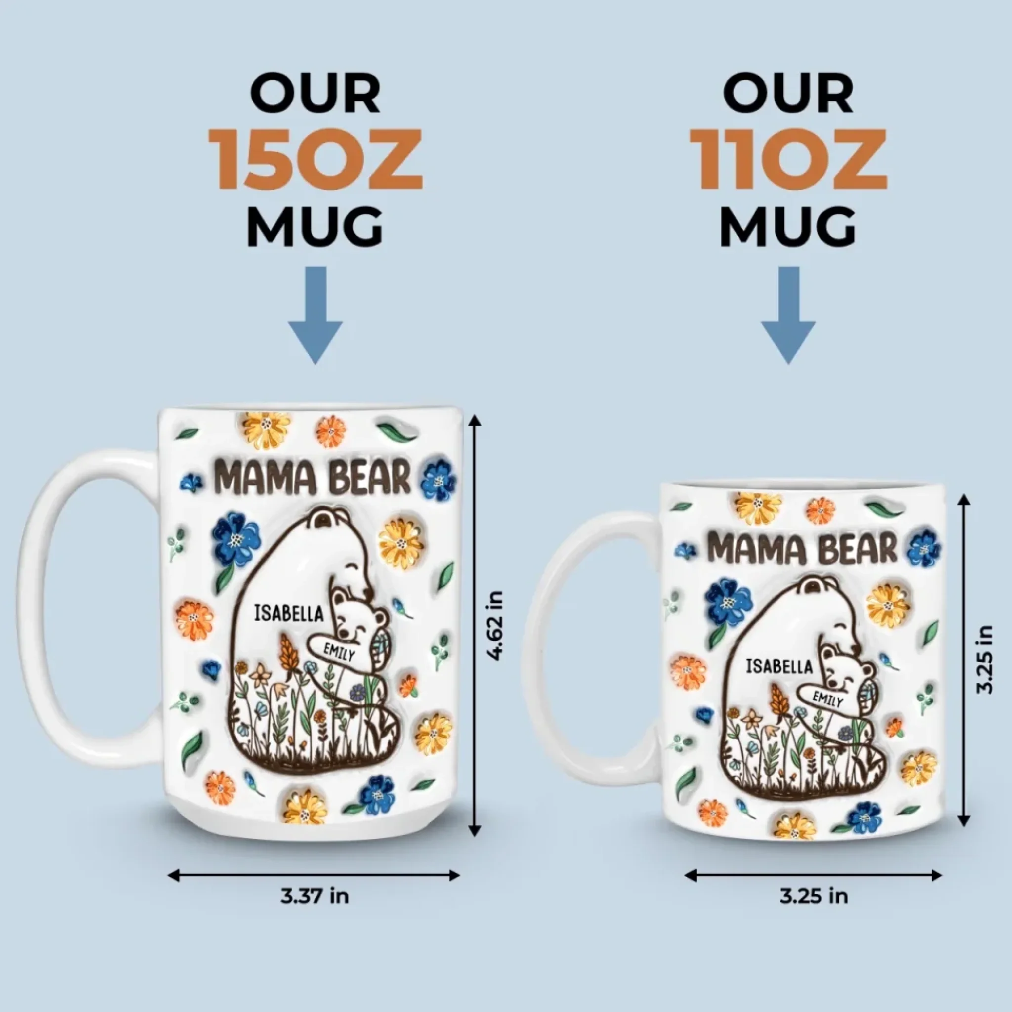 Mama Bear, Always There - Family Personalized Custom 3D Inflated Effect Printed Mug - Mother's Day, Gift For Mom, Grandma - Image 6