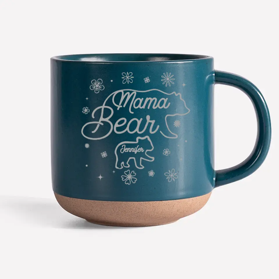 Mama Bear - Family Personalized Custom Pottery Mug - Gift For Mom, Grandma - Image 2