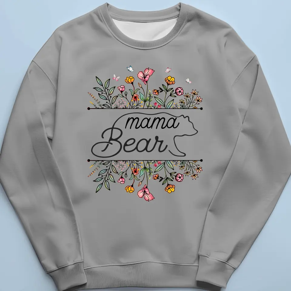Mama Bear Flowers - Family Personalized Custom Unisex T-shirt, Hoodie, Sweatshirt - Mother's Day, Gift For Mom, Grandma - Image 6