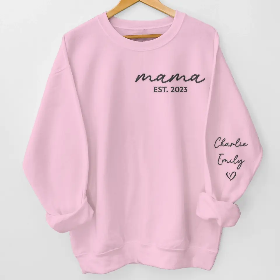Mama Her Love is Unconditional - Family Personalized Custom Embroidered Sweatshirt - Gift For Mom, Grandma - Image 3