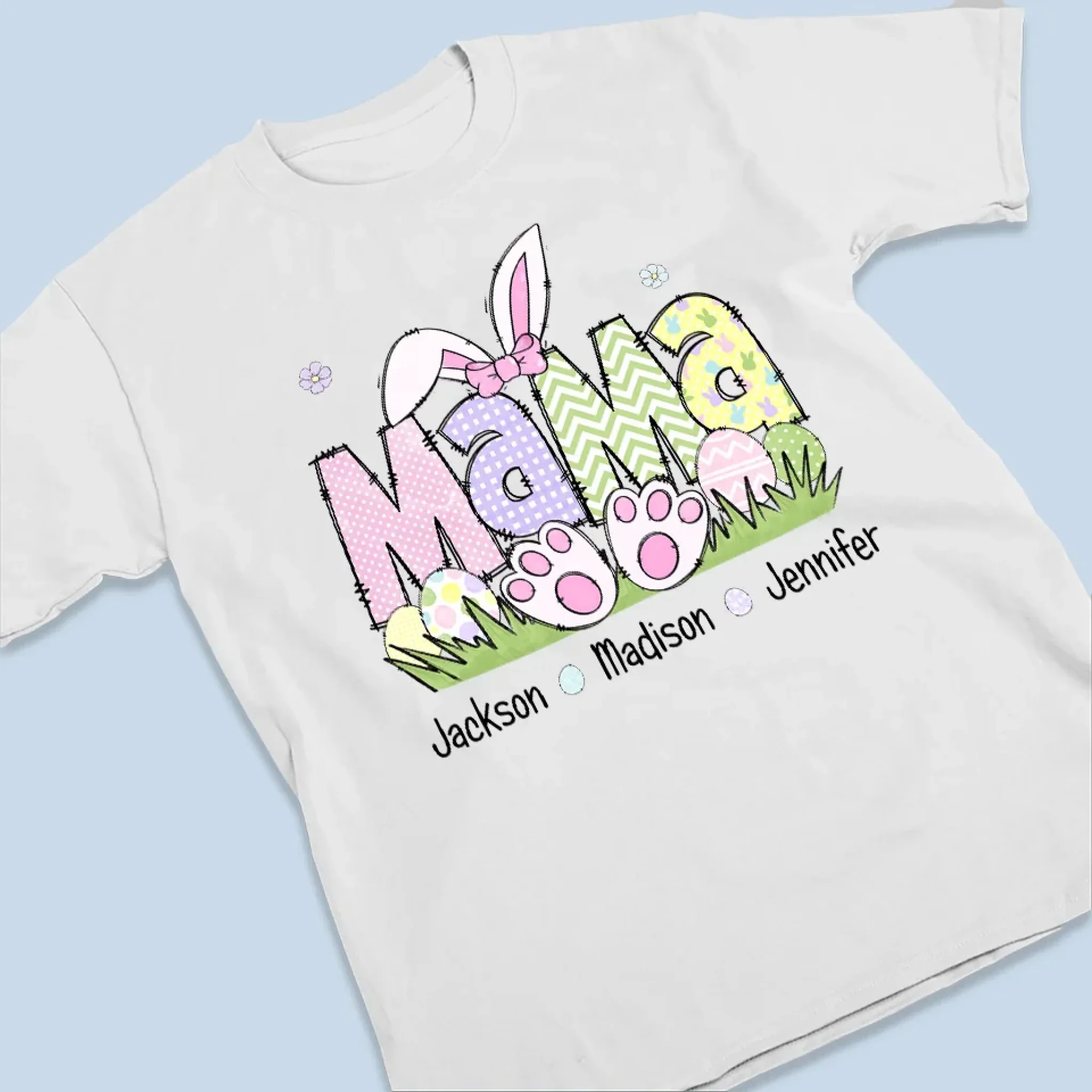 Mama’s Love Is As Soft As A Bunny - Family Personalized Custom Unisex T-shirt, Premium T-shirt, Hoodie - Easter Gift For Mom, Grandma - Image 3