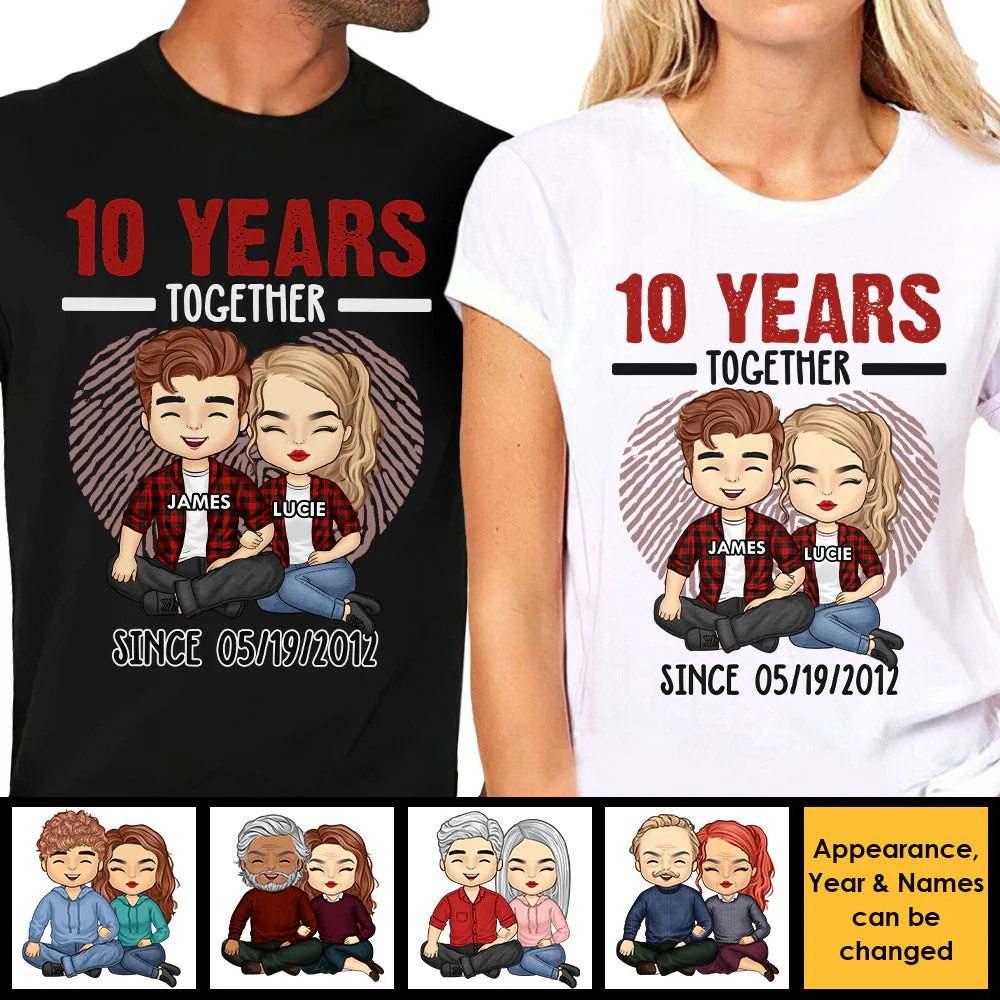 Many Years Together Since - Personalized Matching Couple T-Shirt - Gift For Couple, Husband Wife, Anniversary, Engagement, Wedding, Marriage Gift - Image 5