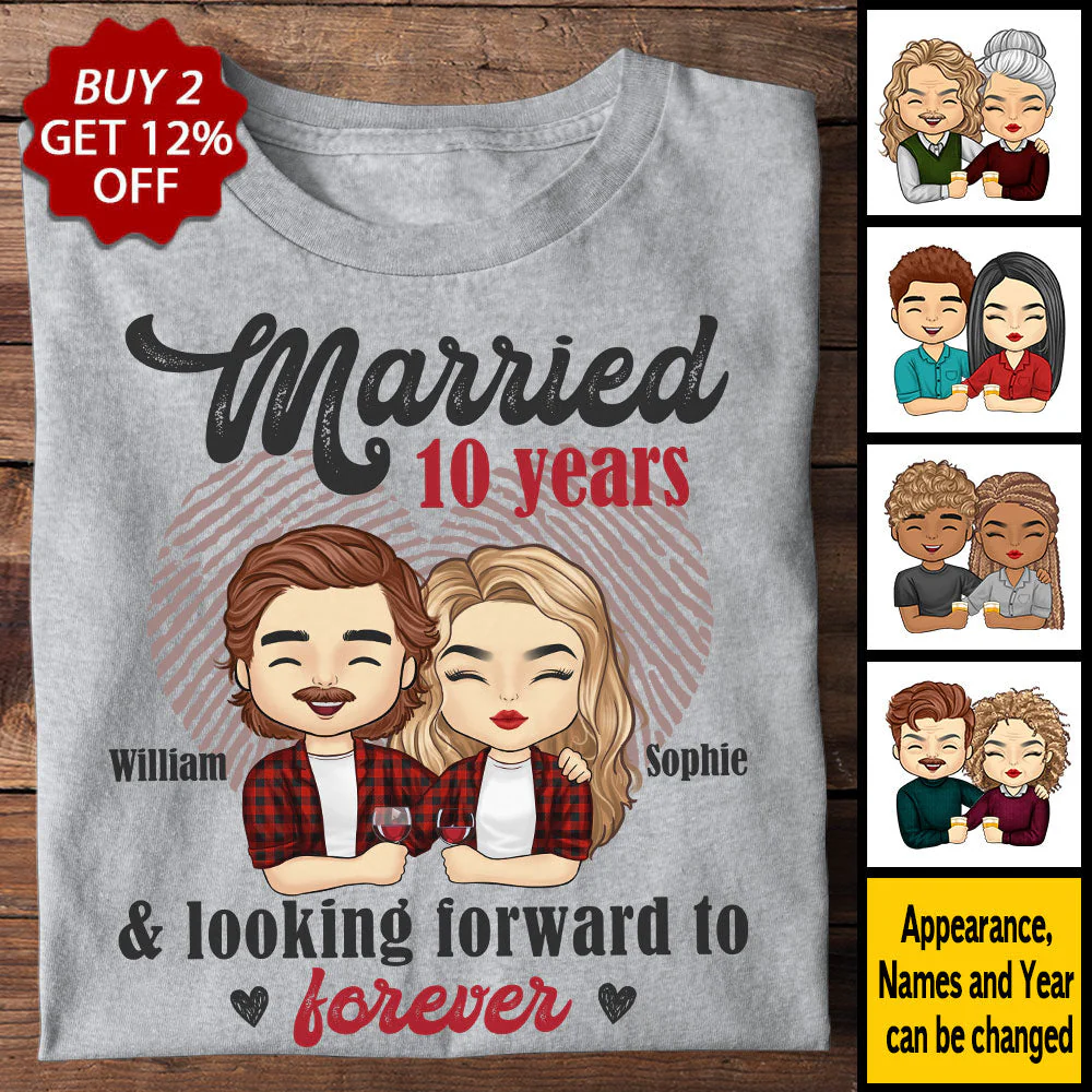 Married And Looking Forward To Forever - Personalized Unisex T-shirt - Gift For Couples, Husband Wife - Image 3