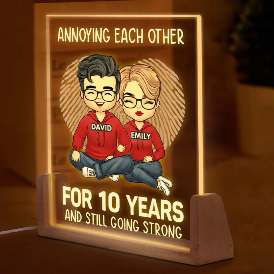 May We Annoying Each Other For Many Years  - Couple Personalized Custom Shaped 3D LED Walnut Night Light - Gift For Husband Wife, Anniversary - Image 3