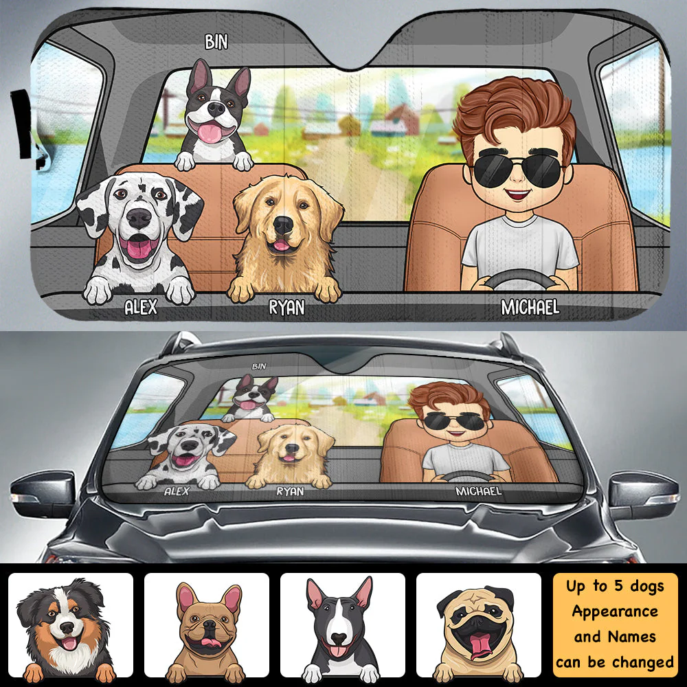 Me & My Beloved Dogs - Personalized Auto Sunshade - Gift For Pet Lovers - Image 3