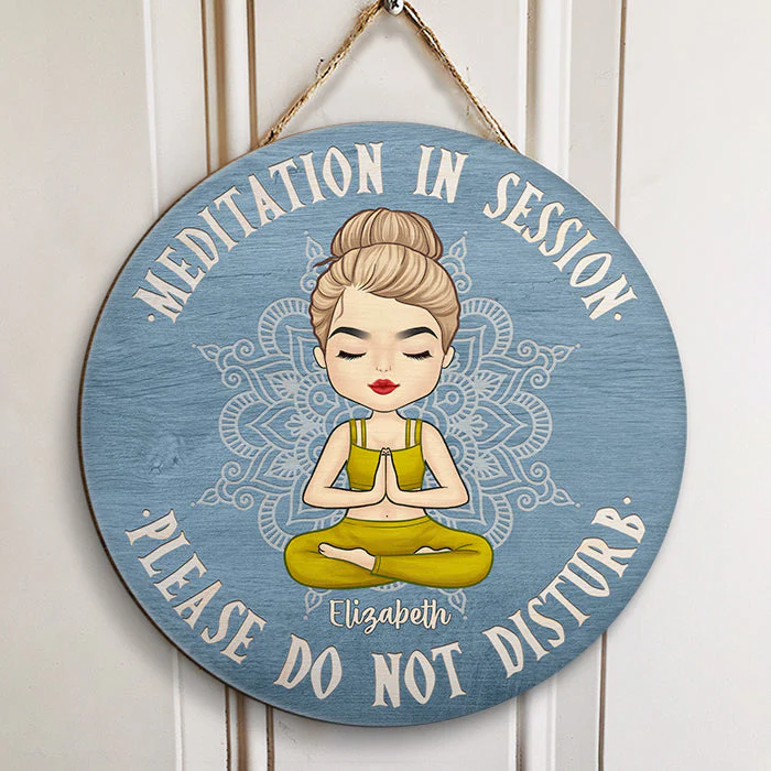 Meditation In Session Please Do Not Disturb -Yoga Personalized Custom Wood Sign - Gift For Yoga Lovers - Image 3