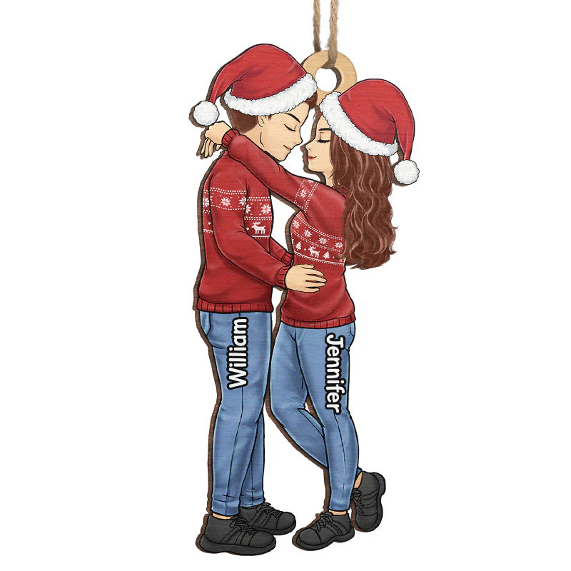 Meet Me Under The Mistletoe - Couple Personalized Custom Ornament - Wood Custom Shaped - Christmas Gift For Husband Wife, Anniversary - Image 2