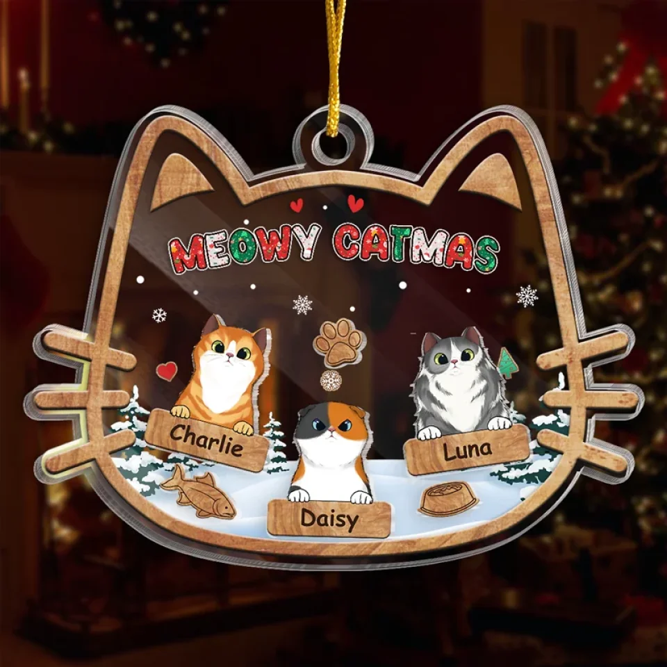 Meowy Catmas - Cat Personalized Custom 3 Layers Shaker Ornament - Christmas Gift For Pet Owners, Pet Lovers - Image 3