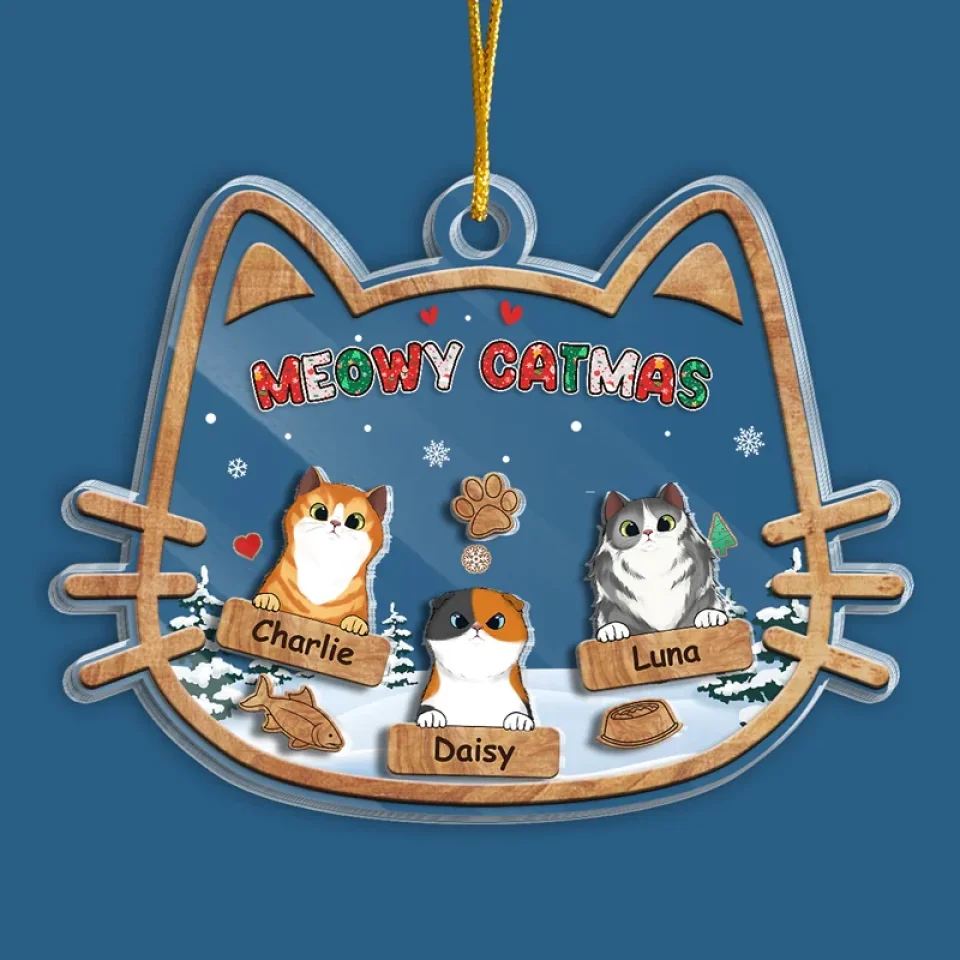 Meowy Catmas - Cat Personalized Custom 3 Layers Shaker Ornament - Christmas Gift For Pet Owners, Pet Lovers - Image 4