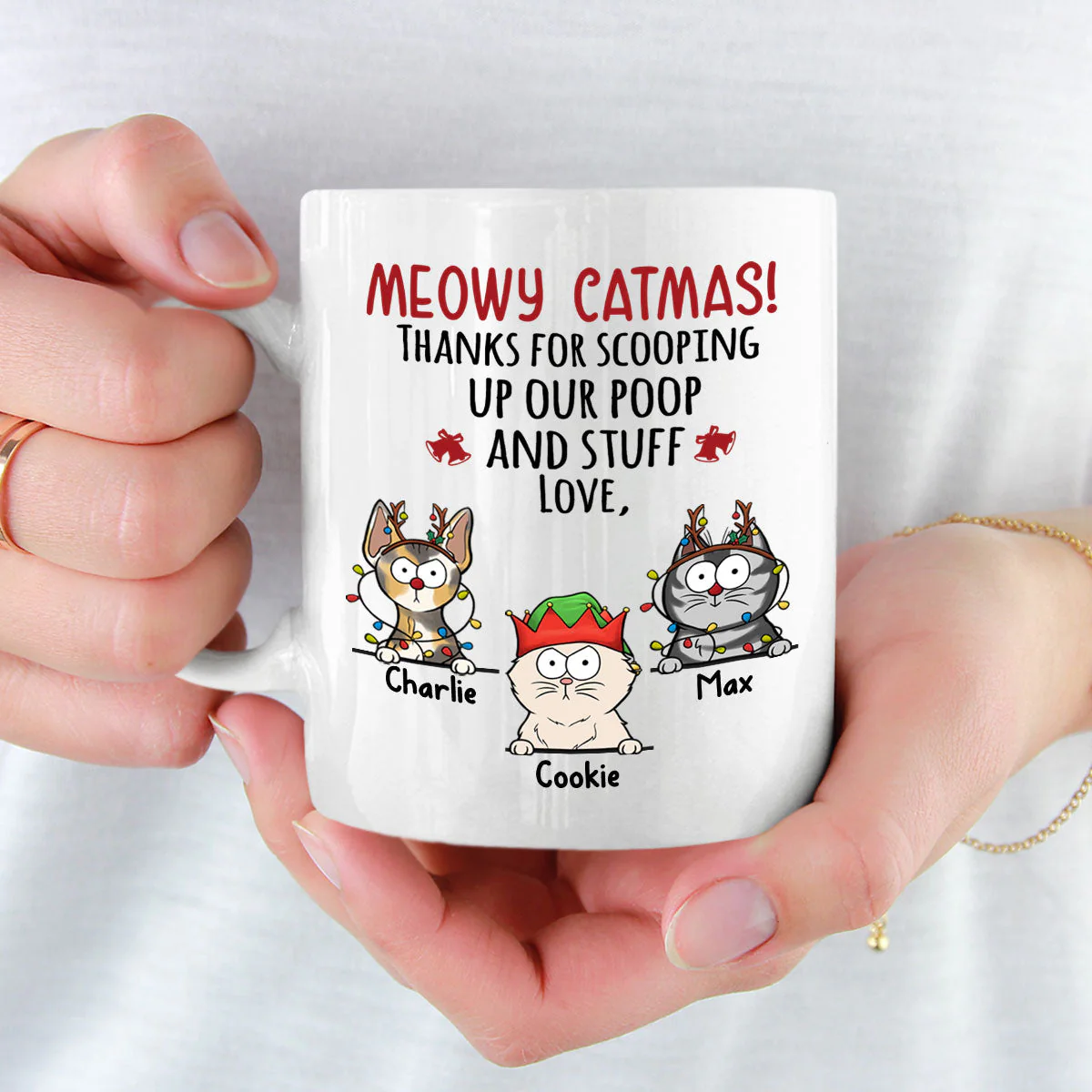 Meowy Catmas - Cat Personalized Custom Mug - Christmas Gift For Pet Owners, Pet Lovers - Image 2