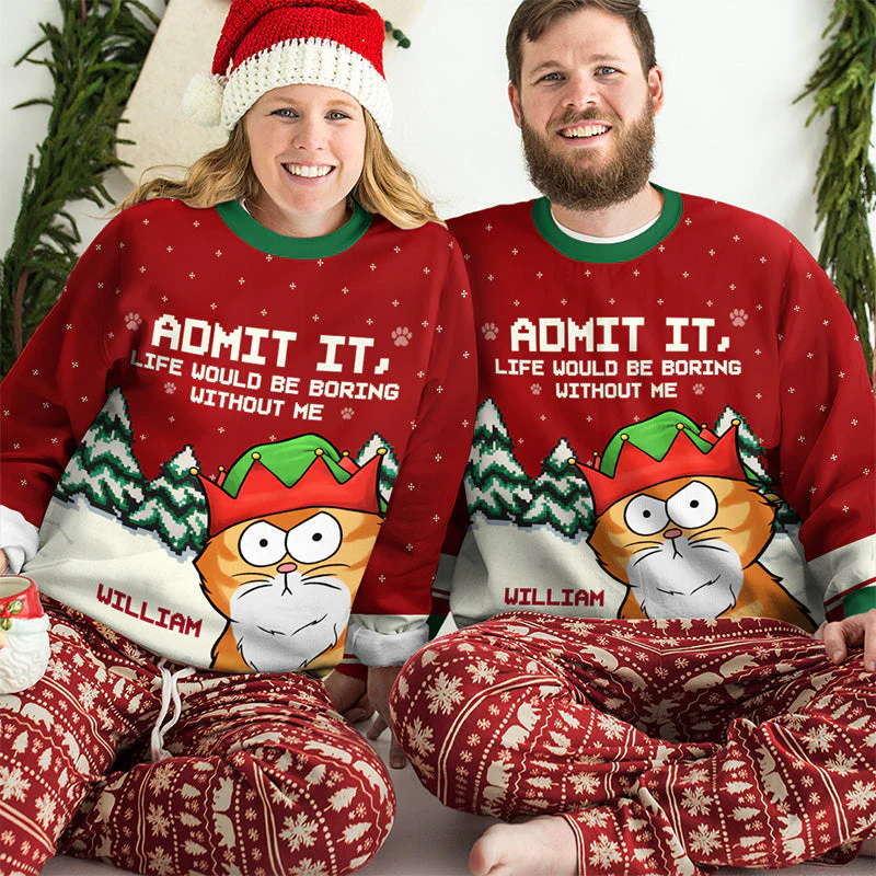Meowy Catmas Human Servant - Cat Personalized Custom Ugly Sweatshirt - Unisex Wool Jumper - Christmas Gift For Pet Owners, Pet Lovers - Image 2