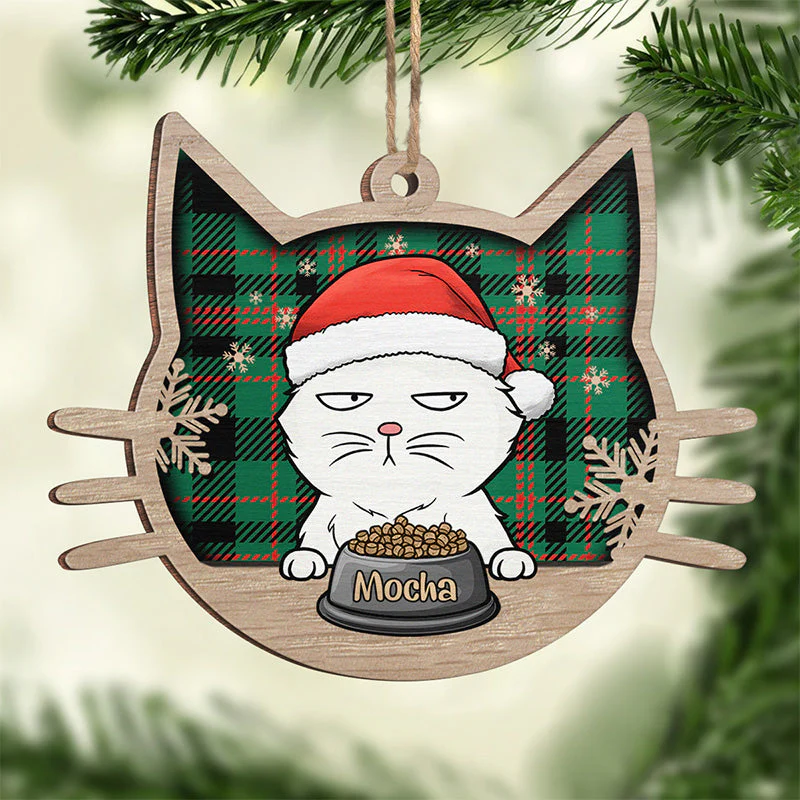 Meowy Christmas - Cat Personalized Custom Ornament - Wood Cat Shaped - Christmas Gift For Pet Owners, Pet Lovers - Image 2