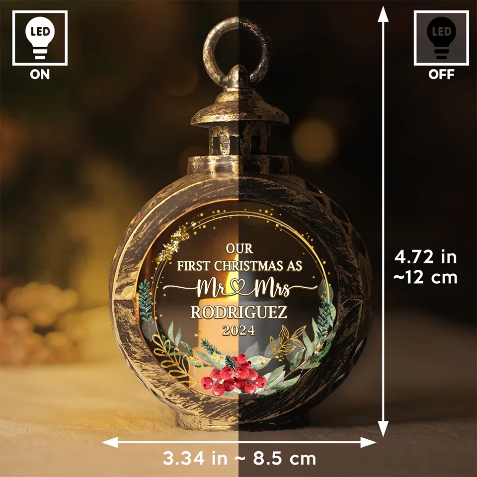 Merry And Married Our First Christmas As Mr And Mrs - Couple Candlelight Lantern Ornament - Christmas Gift For Husband Wife, Anniversary, First Christmas - Image 6