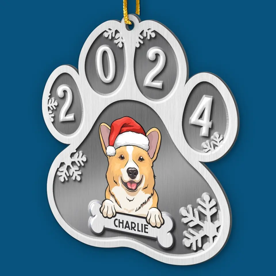 Merry Christmas, My Furry Friend! - Dog Personalized Custom Ornament - Metal Custom Shaped - Christmas Gift For Pet Owners, Pet Lovers - Image 3