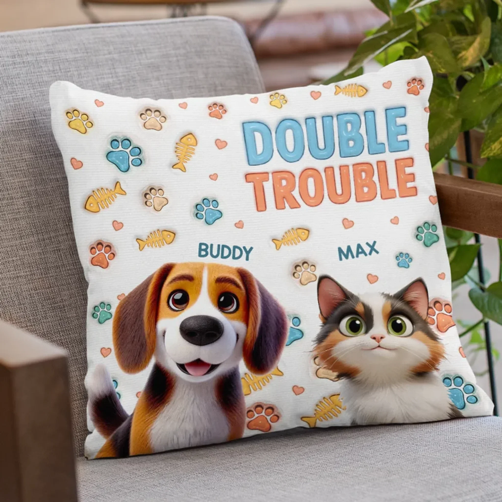 Mess Now, Cuddles Later - Dog & Cat Personalized Custom 3D Inflated Effect Printed Pillow - Gift For Pet Owners, Pet Lovers - Image 3