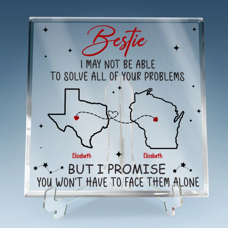 Miles Apart, But Forever Connected - Bestie Personalized Custom Square Shaped Acrylic Plaque - Gift For Best Friends, BFF, Sisters - Image 6