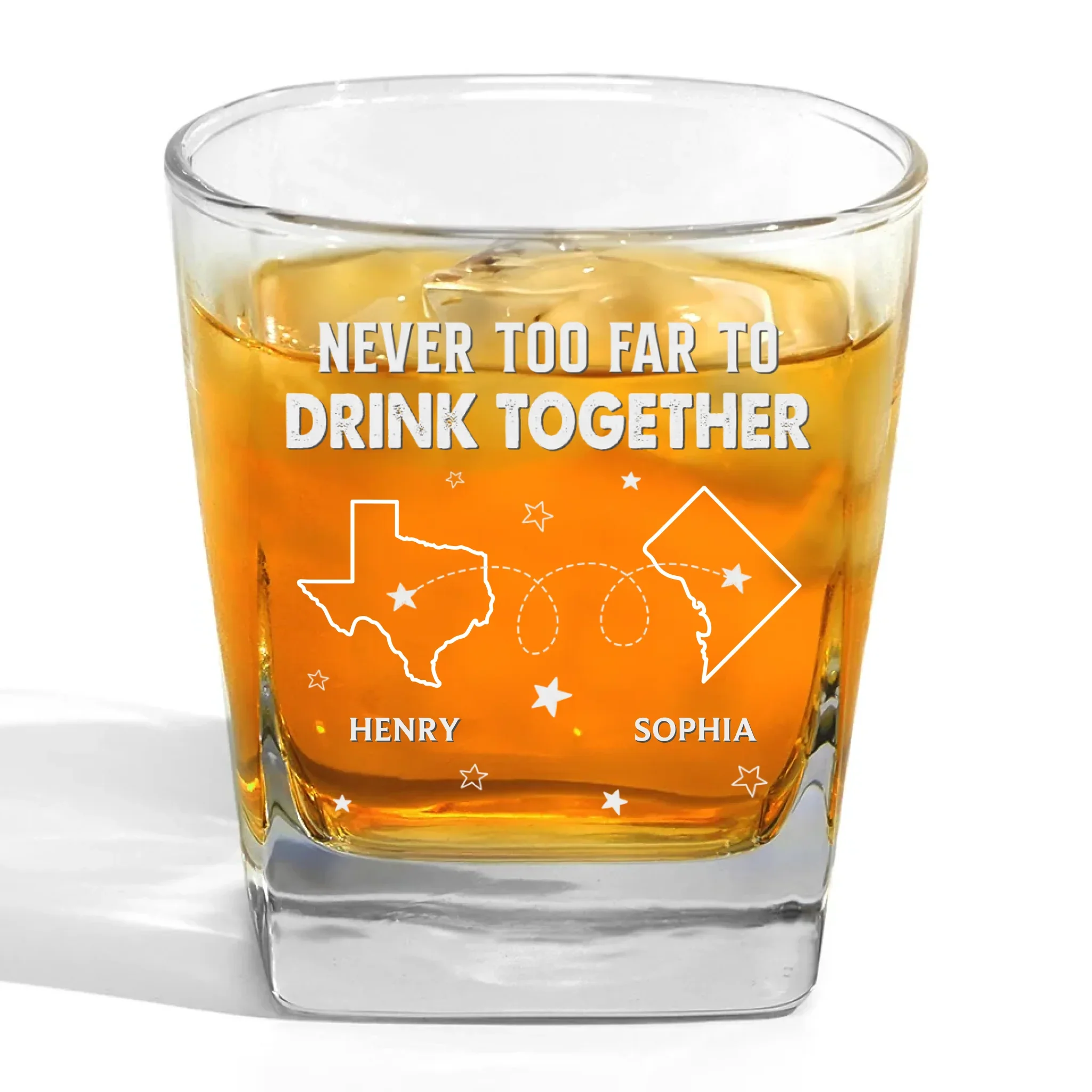 Miles Can't Break Family Ties - Family Personalized Custom Square Whiskey Glass - Gift For Family Members - Image 2