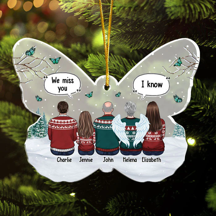Miss You More Than Anything - Memorial Personalized Custom Ornament - Acrylic Butterfly Shaped - Sympathy Gift, Christmas Gift For Family Members - Image 2