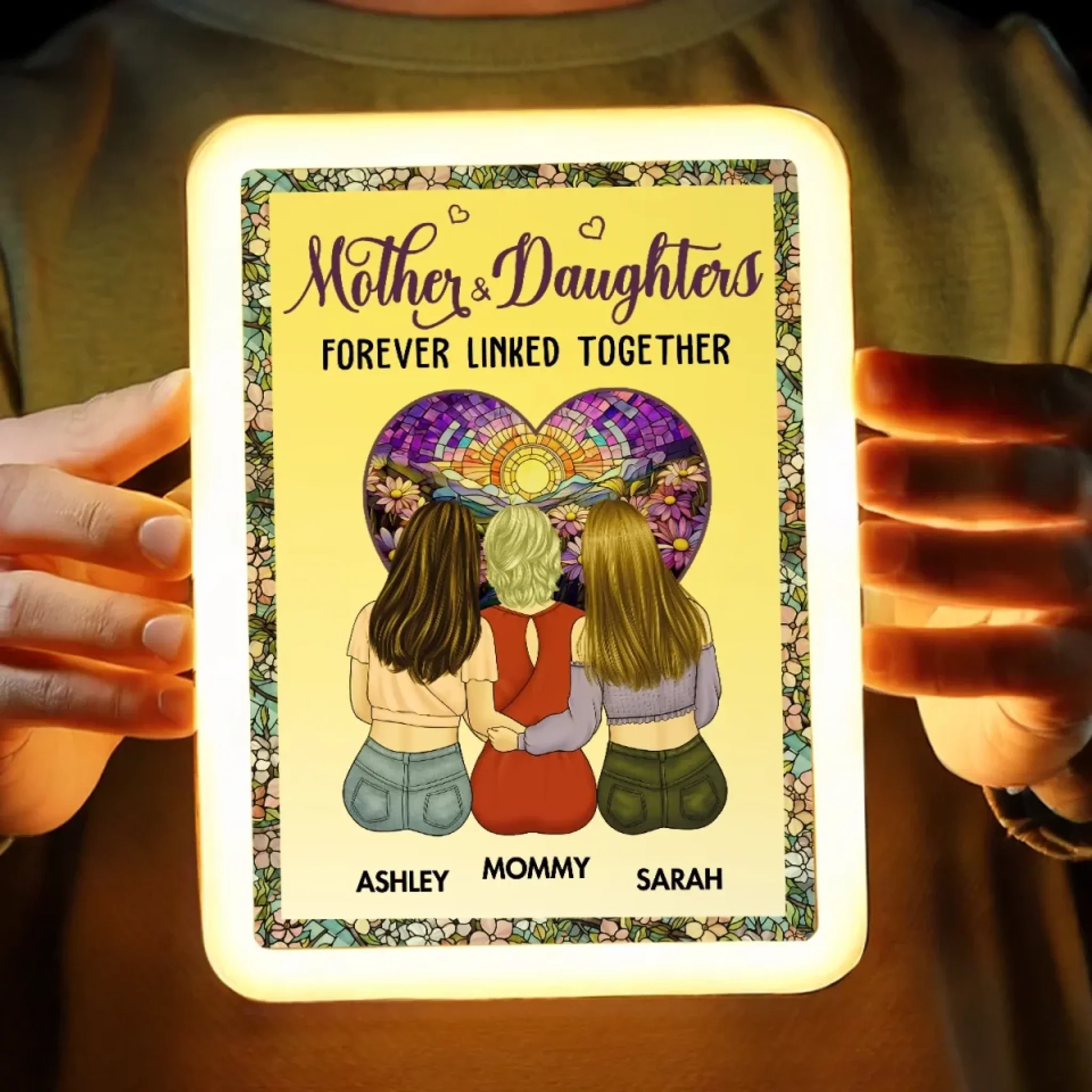 Mom And Daughter, A Love That Never Ends - Family Personalized Custom LED Mirror Frame Lamp - Mother's Day, Gift For Mom, Daughter - Image 4