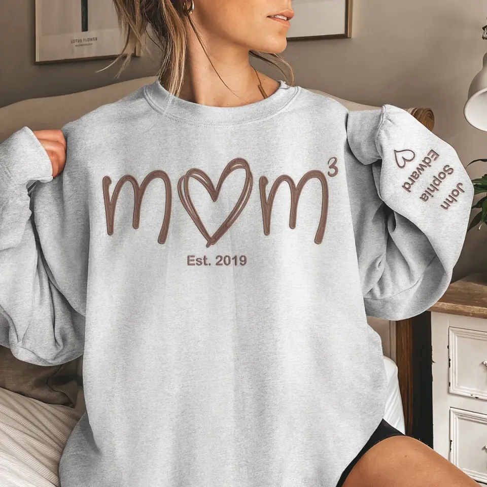 Mom Means Everything - Family Personalized Custom Embroidered Sweatshirt - Mother's Day, Gift For Mom, Grandma - Image 4