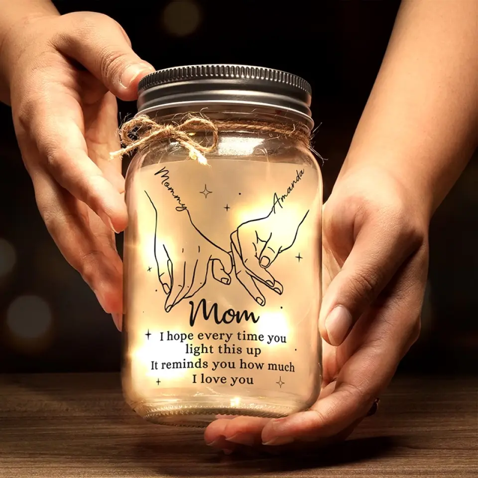 Mom, The Heart Of The Family - Family Personalized Custom Mason Jar Light - Gift For Mom, Grandma - Image 4
