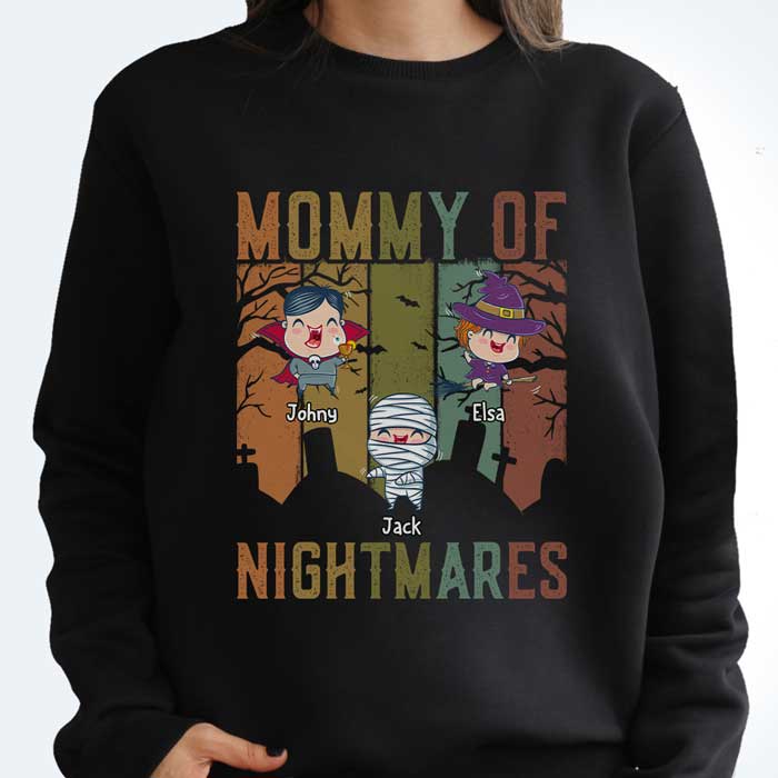 Mommy Of Nightmares - Personalized Unisex T-Shirt, Hoodie, Sweatshirt - Gift For Family Members, Halloween Gift - Image 3