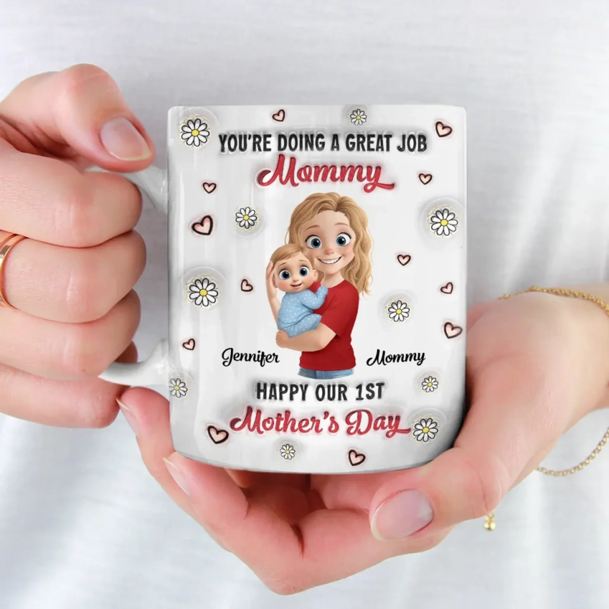 Mommy, You Make Life So Sweet - Family Personalized Custom 3D Inflated Effect Printed Mug - Mother's Day, Baby Shower Gift, Gift For First Mom - Image 4