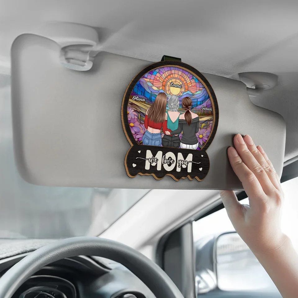 Moms Are A Daughter’s First Hero - Family Personalized Custom Car Visor Clip - Gift For Mom, Daughter - Image 4