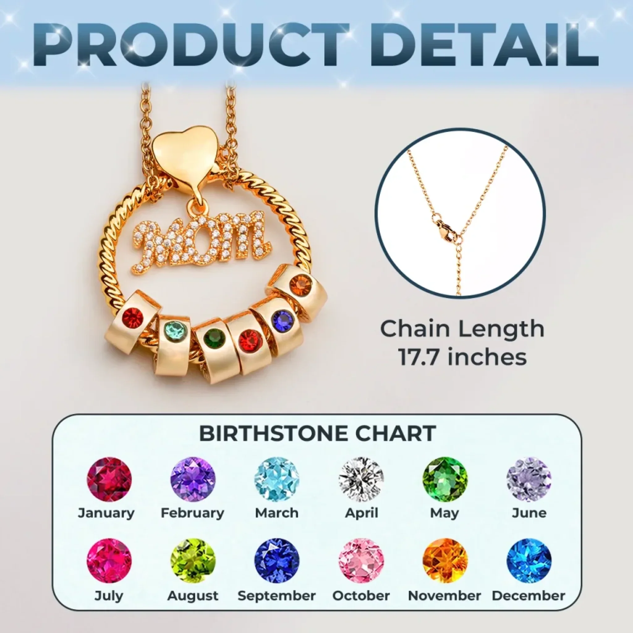 Mom’s Love, Forever Engraved - Family Personalized Custom Circle Pendant With Birthstone Beads Necklace - Mother's Day, Gift For Mom - Image 22