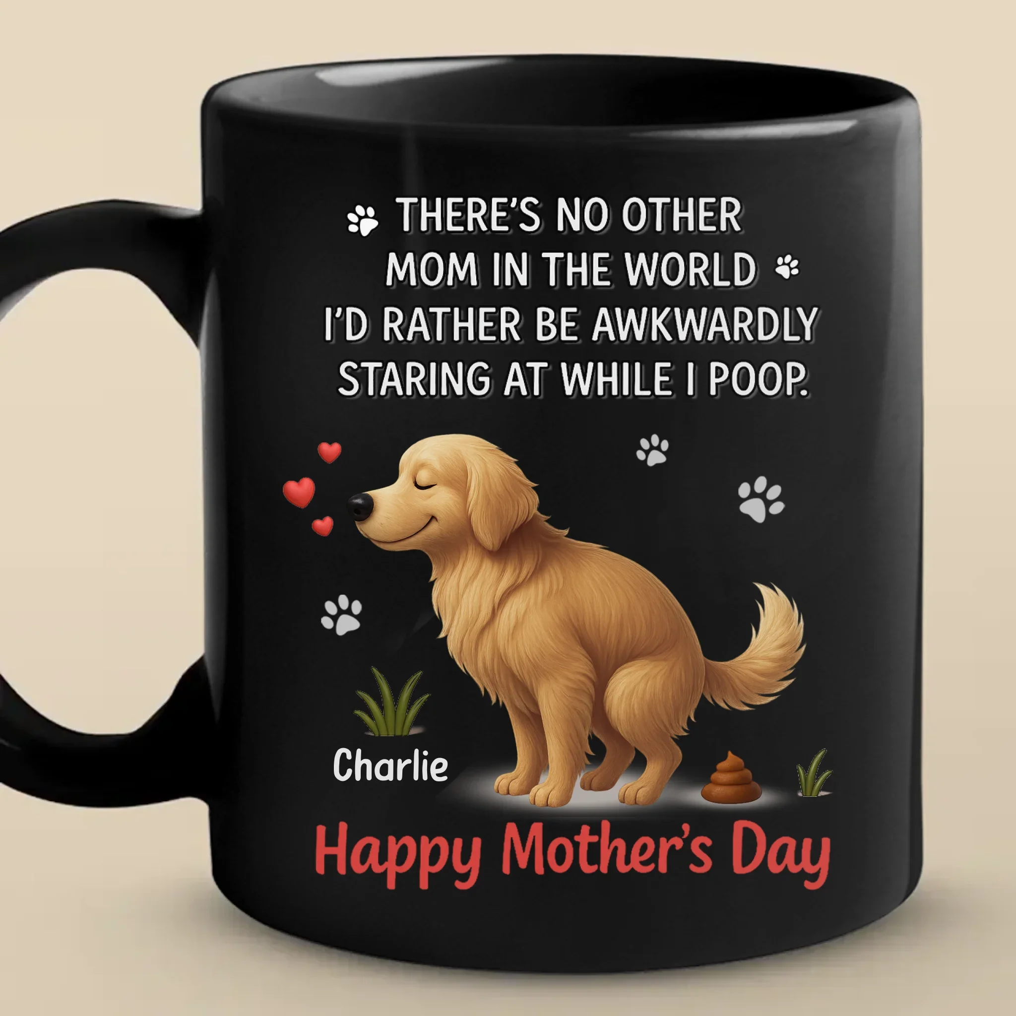 Mom's Love Knows No Stink - Dog Personalized Custom Black Mug - Mother's Day, Gift For Pet Owners, Pet Lovers - Image 2