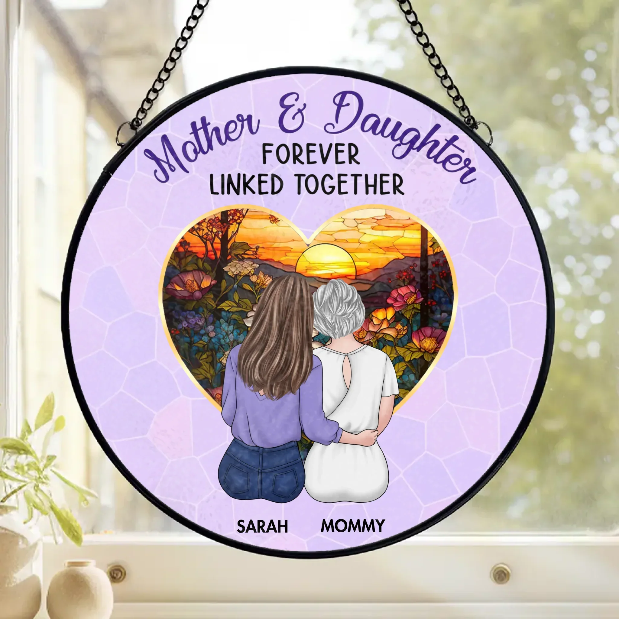 More Than Flesh And Blood, We’re Heart And Soul - Family Personalized Custom Stained Glass Window Hanging Suncatcher - Mother's Day, Gift For Mom, Daughter - Image 2