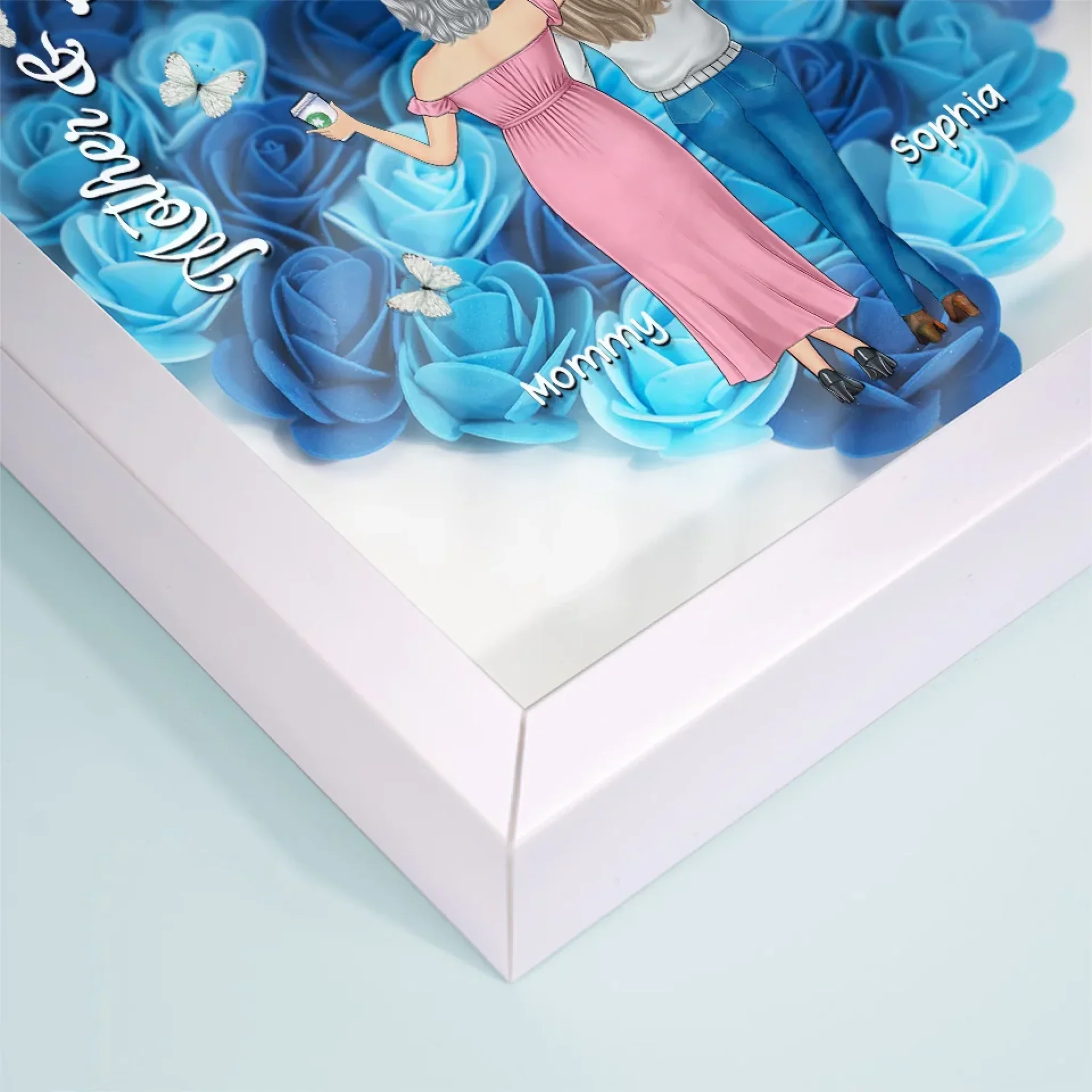 Mother And Daughter Forever Linked Together - Family Personalized Custom Flower Shadow Box - Gift For Mom, Grandma - Image 7