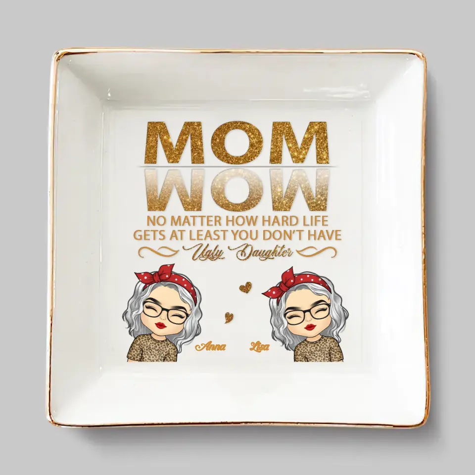 Mother And Daughter Love Shines Eternal - Family Personalized Custom Jewelry Dish - Gift For Mom, Daughter - Image 2