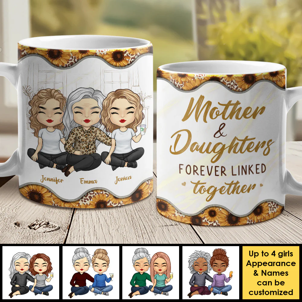 Mother And Daughters Forever Linked Together - Gift For Mom, Personalized Mug - Image 4
